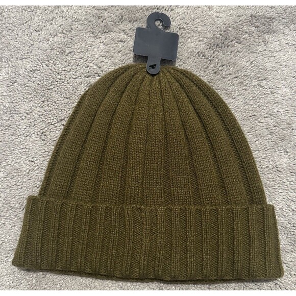 Polo Ralph Lauren Ribbed Cuff Beanie One Size Green Wool Blend Pony Logo Preppy - Picture 3 of 8